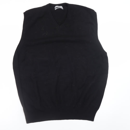 Marks and Spencer Mens Black Wool V-Neck Sleeveless Pullover 2XL