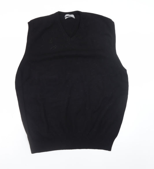 Marks and Spencer Mens Black Wool V-Neck Sleeveless Pullover 2XL