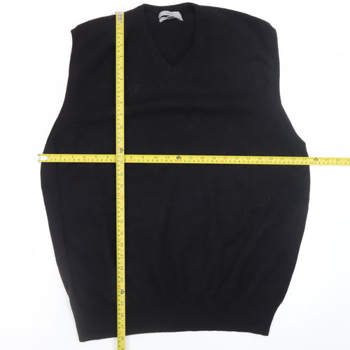 Marks and Spencer Mens Black Wool V-Neck Sleeveless Pullover 2XL