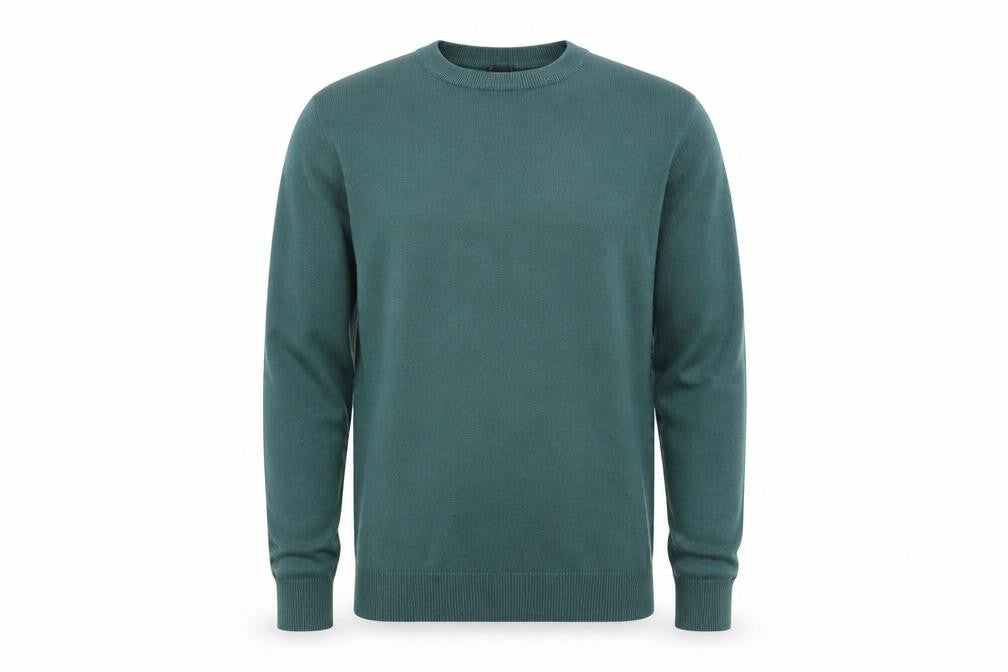 Front view of Cotton Traders Men’s Green Crew Neck jumper, size S