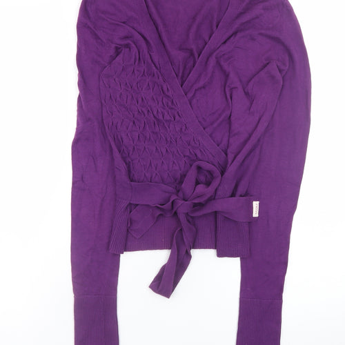 Ness Womens Purple Cotton Wrap Jumper M V-Neck Long Sleeve Lightweight