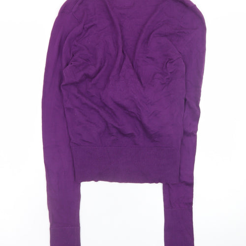 Ness Womens Purple Cotton Wrap Jumper M V-Neck Long Sleeve Lightweight