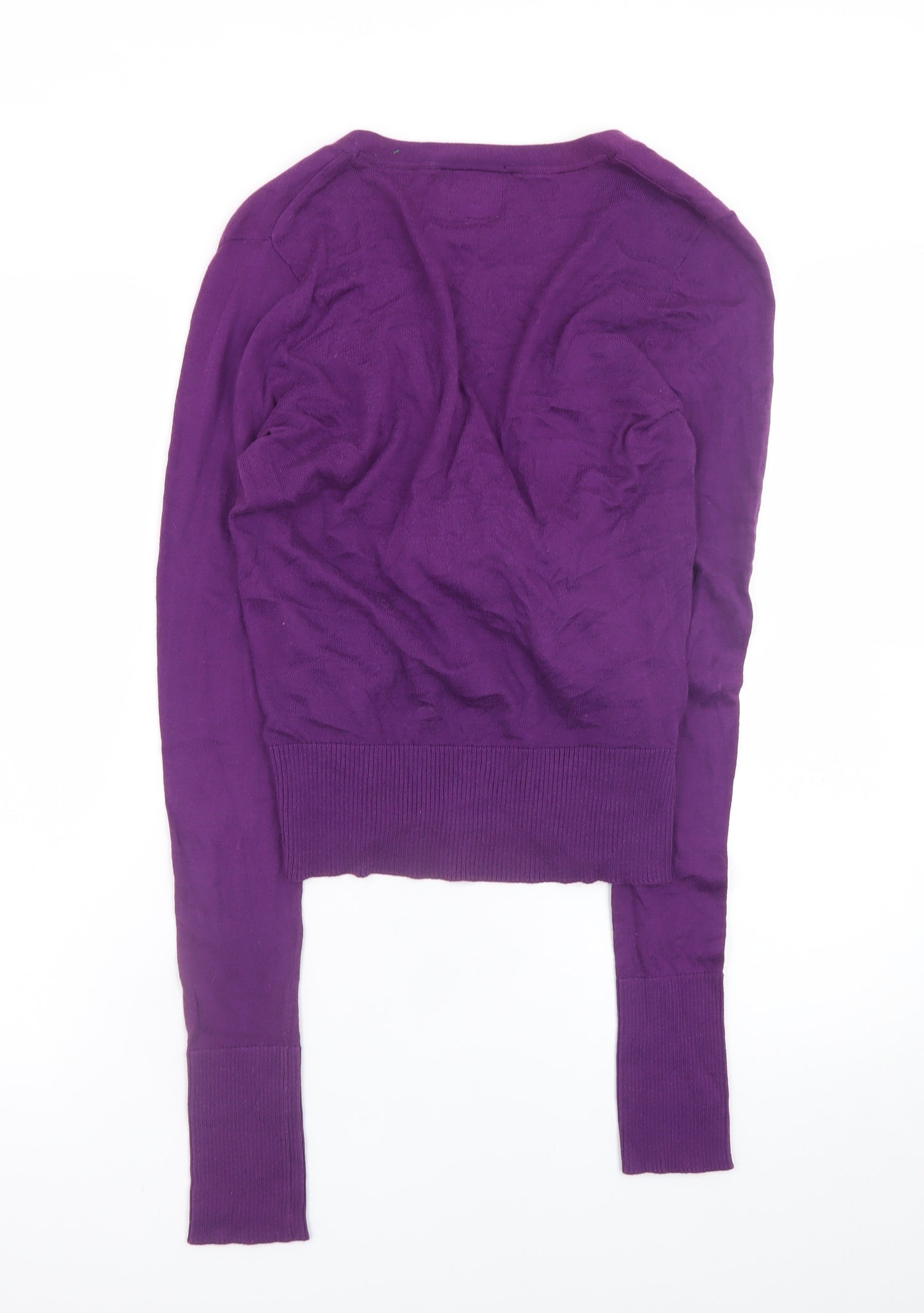 Ness Womens Purple Cotton Wrap Jumper M V-Neck Long Sleeve Lightweight