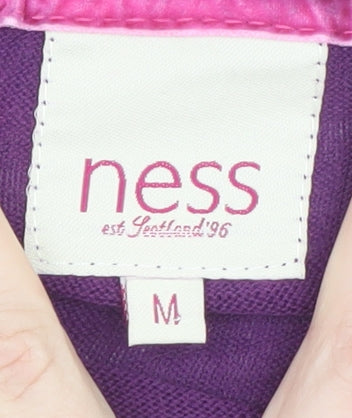 Ness Womens Purple Cotton Wrap Jumper M V-Neck Long Sleeve Lightweight