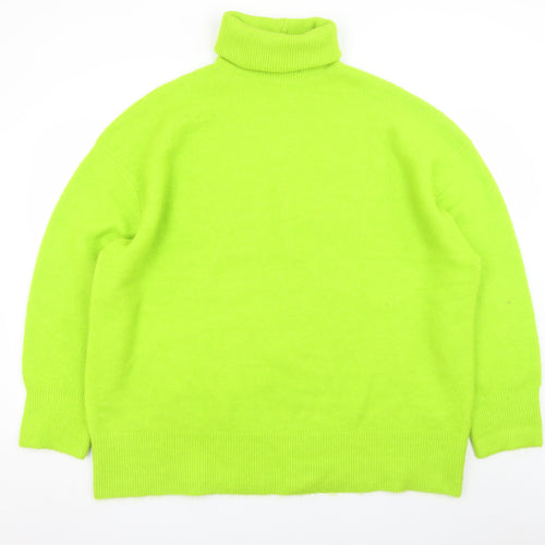 ZARA Women Green Roll Neck Wool Blend Jumper Size 14