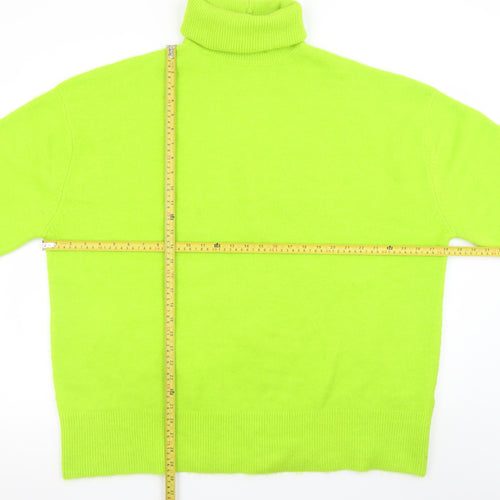 ZARA Women Green Roll Neck Wool Blend Jumper Size 14