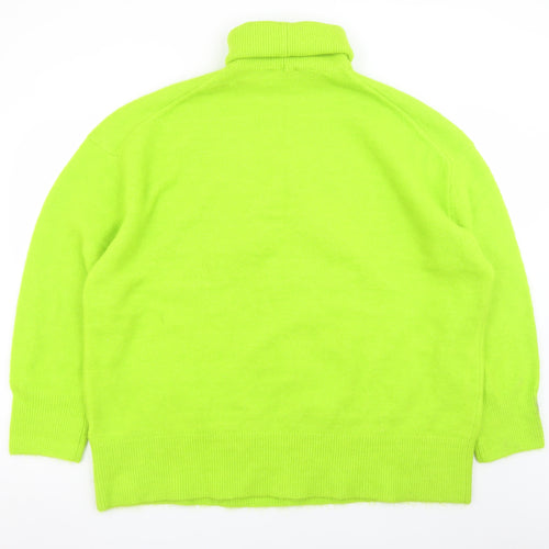 ZARA Women Green Roll Neck Wool Blend Jumper Size 14