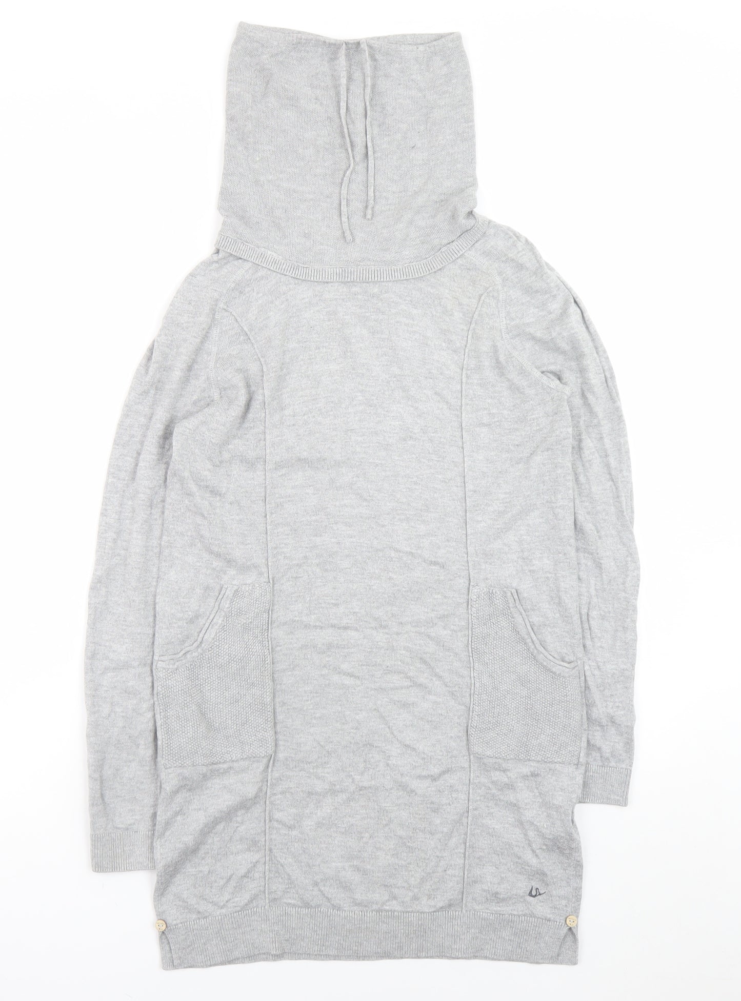 Mantaray Women’s Grey Jumper Dress Size 8 Long Sleeve Hooded Knitwear