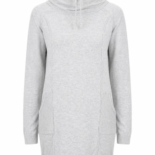 Mantaray Women’s Grey Jumper Dress Size 8 Long Sleeve Hooded Knitwear