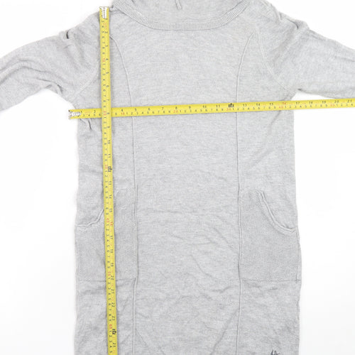 Mantaray Women’s Grey Jumper Dress Size 8 Long Sleeve Hooded Knitwear