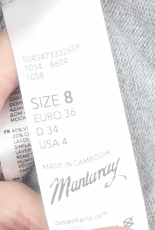 Mantaray Women’s Grey Jumper Dress Size 8 Long Sleeve Hooded Knitwear