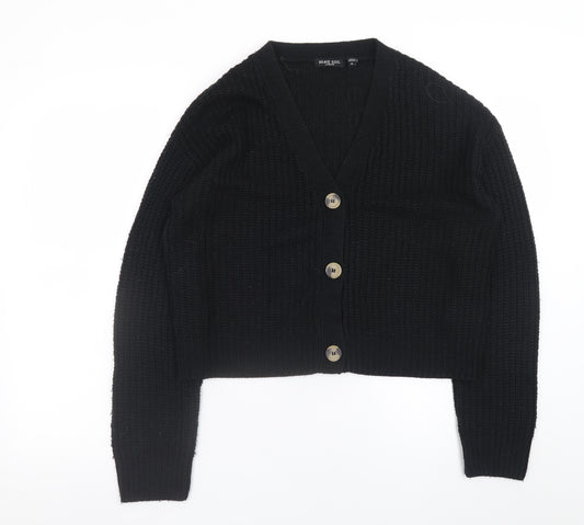 Brave Soul Women’s Black Knit V-Neck Button Cardigan Size M