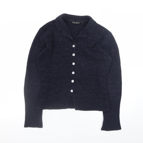 French Connection Women's Blue Collared Button Cardigan Size L