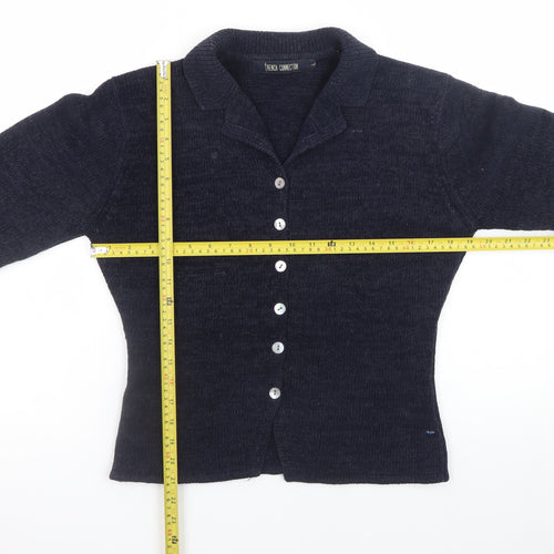 French Connection Women's Blue Collared Button Cardigan Size L