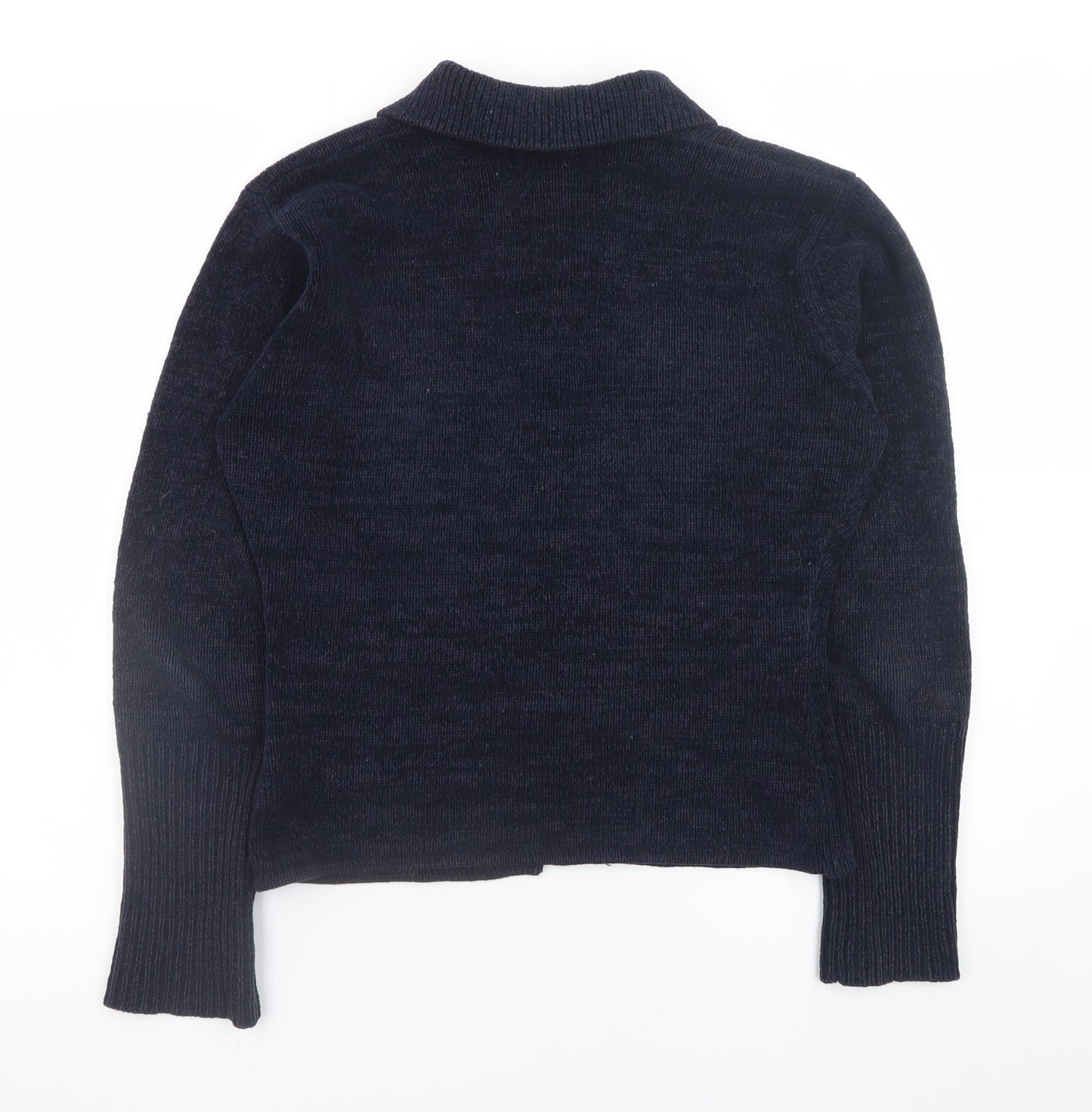 French Connection Women's Blue Collared Button Cardigan Size L