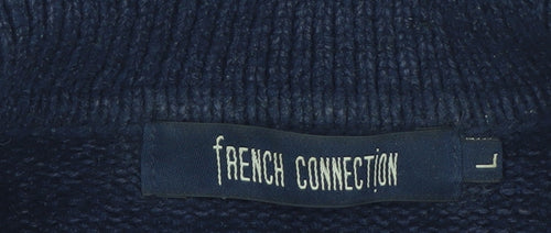 French Connection Women's Blue Collared Button Cardigan Size L