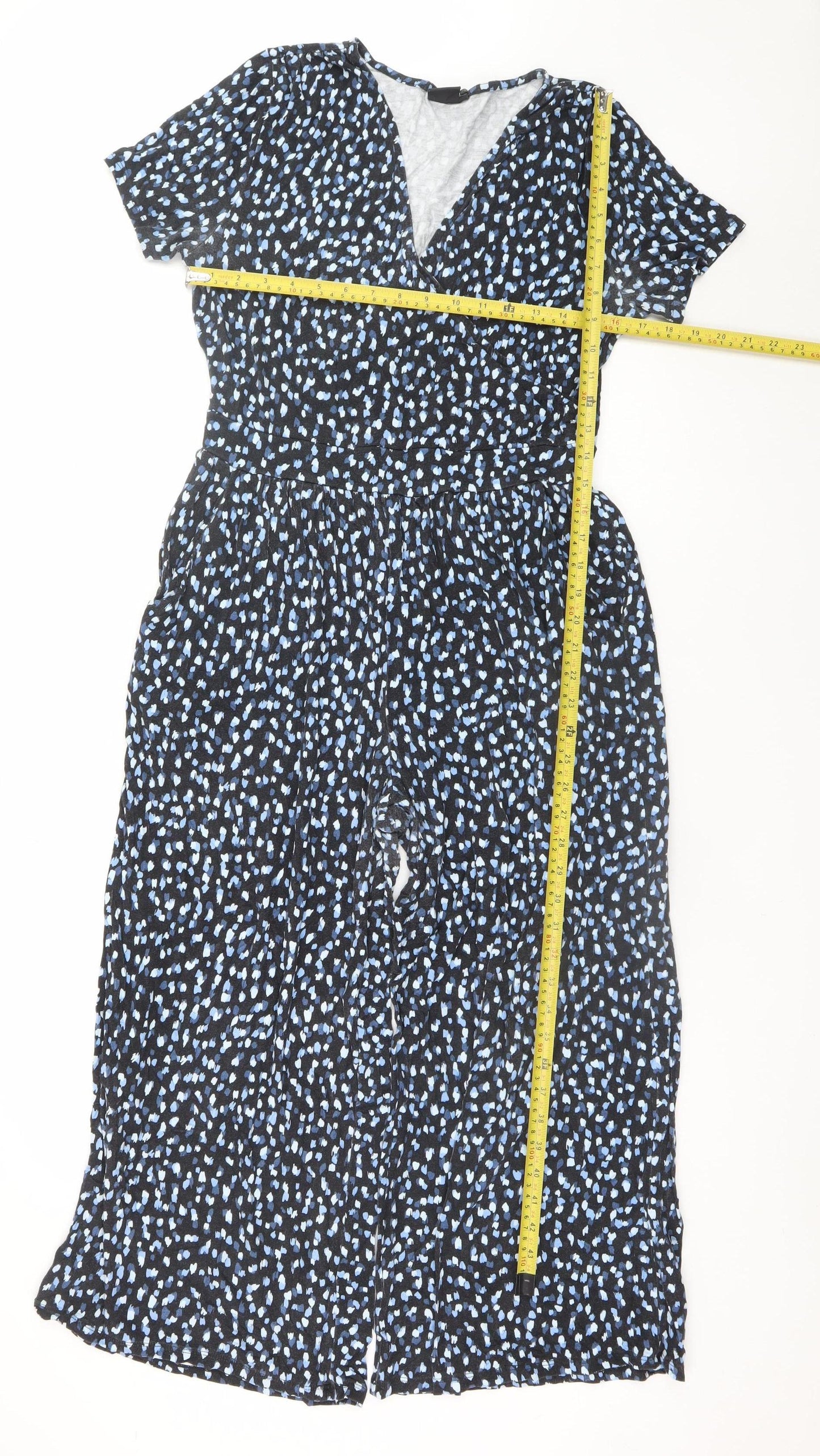 Editor's Cut Women's Black Blue Abstract Print Jumpsuit Size 12