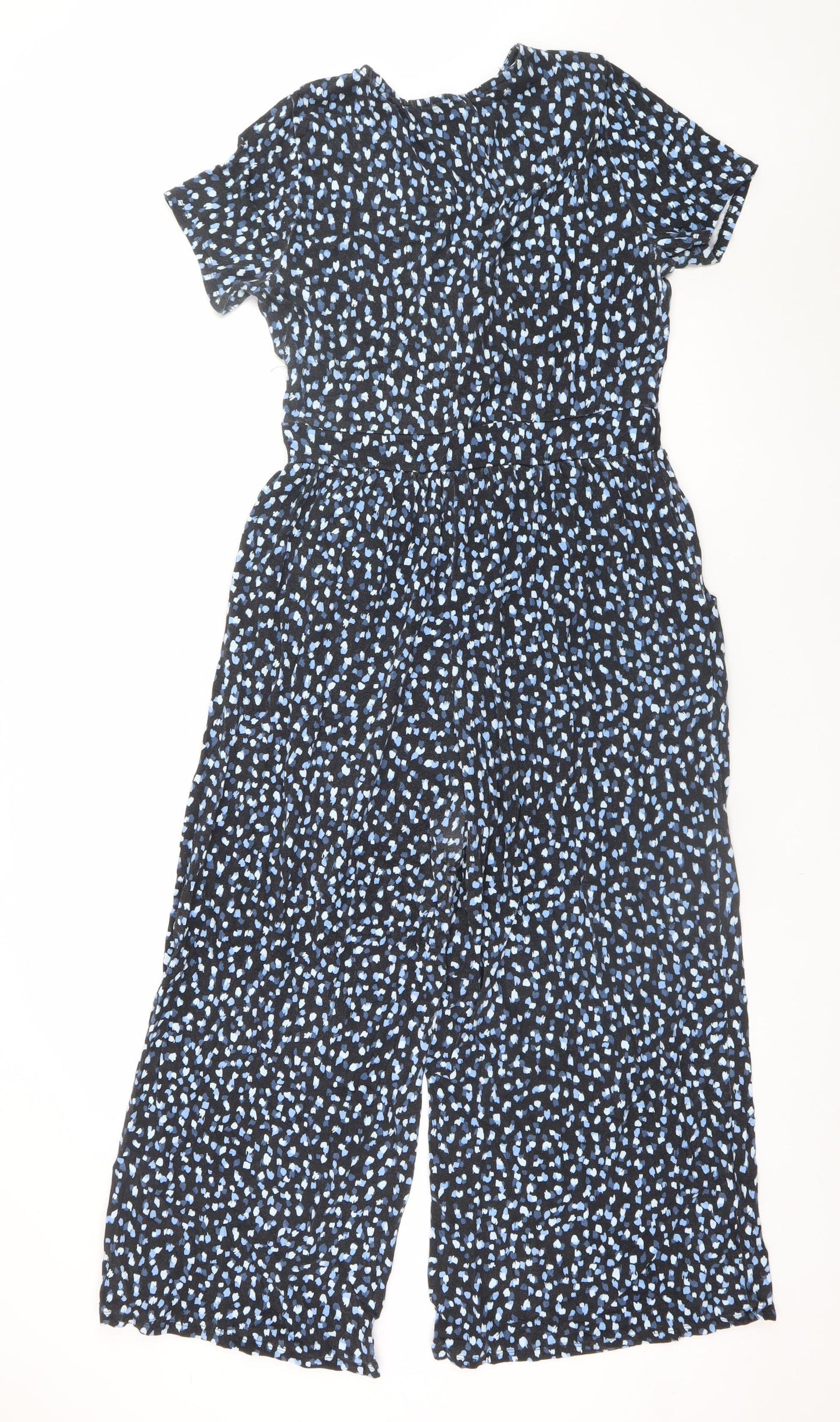 Editor's Cut Women's Black Blue Abstract Print Jumpsuit Size 12