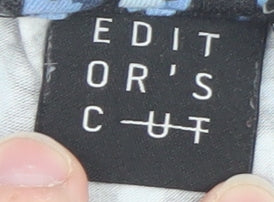 Editor's Cut Women's Black Blue Abstract Print Jumpsuit Size 12