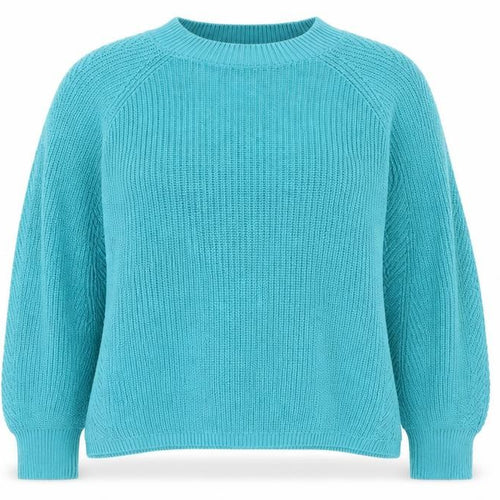 Fat Face Womens Blue Cotton Chunky Knit Crew Neck Jumper Size 18