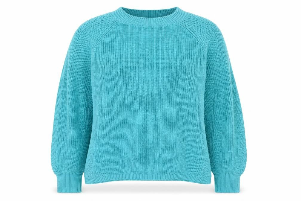 Fat Face Womens Blue Cotton Chunky Knit Crew Neck Jumper Size 18