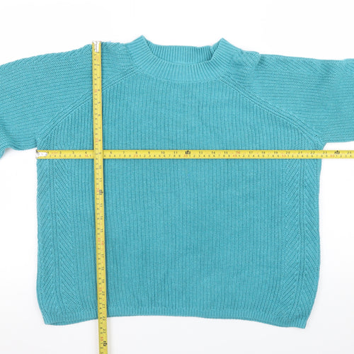 Fat Face Womens Blue Cotton Chunky Knit Crew Neck Jumper Size 18