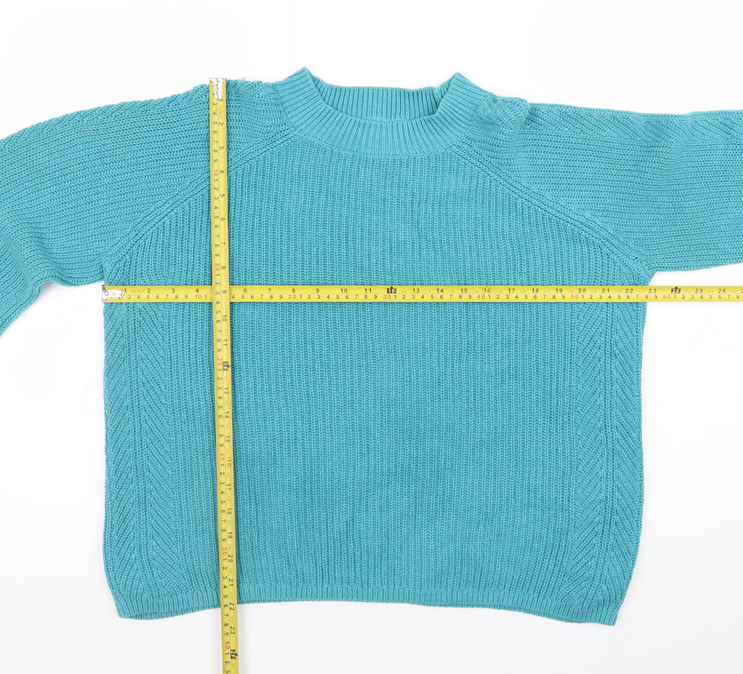 Fat Face Womens Blue Cotton Chunky Knit Crew Neck Jumper Size 18