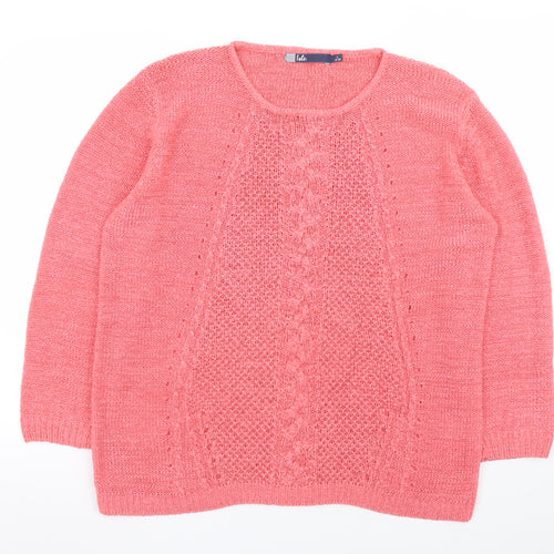 Isle Womens Pink Cable-Knit Pullover Jumper Size 18