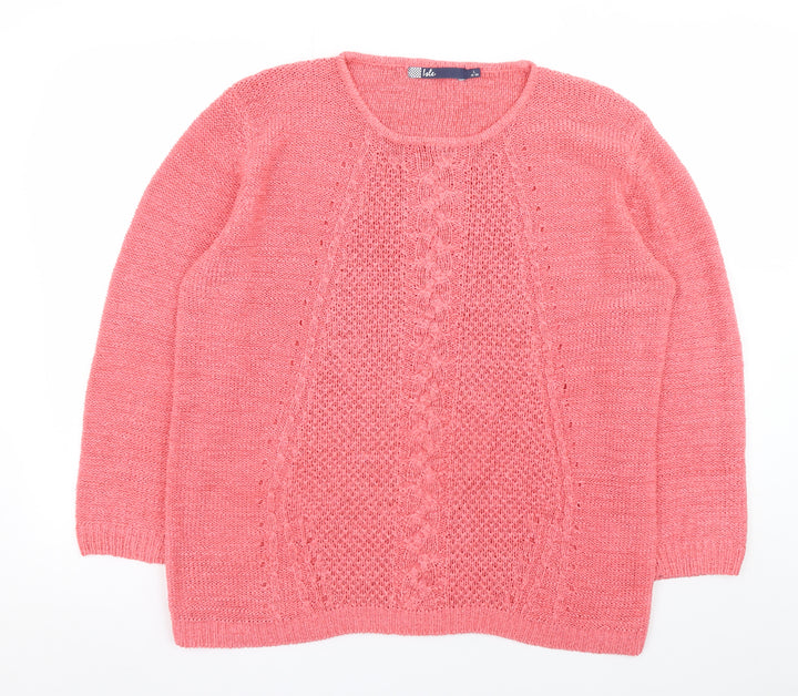 Isle Womens Pink Cable-Knit Pullover Jumper Size 18