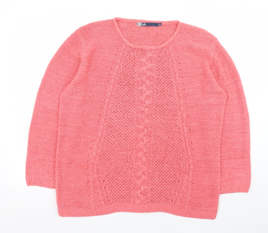 Isle Womens Pink Cable-Knit Pullover Jumper Size 18