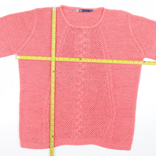 Isle Womens Pink Cable-Knit Pullover Jumper Size 18