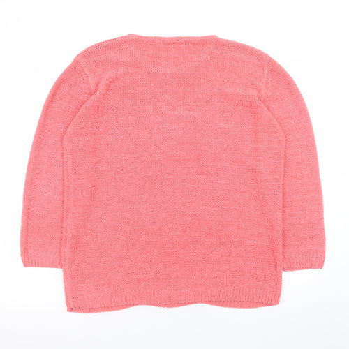 Isle Womens Pink Cable-Knit Pullover Jumper Size 18