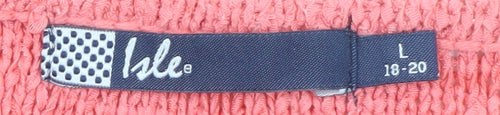Isle Womens Pink Cable-Knit Pullover Jumper Size 18