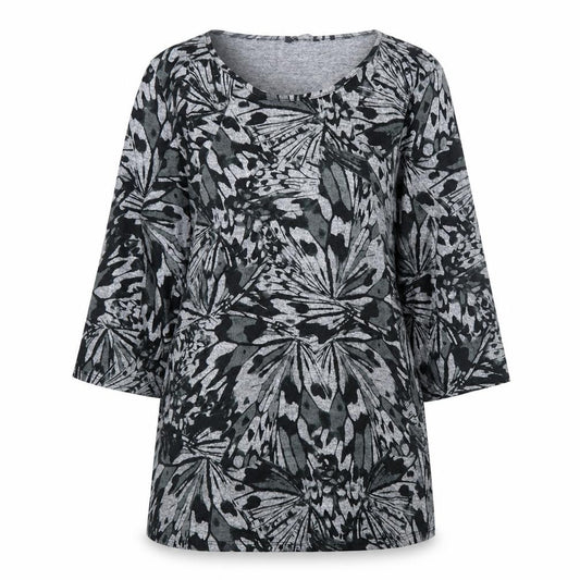 Front view of Roman Women Grey Animal Print Jersey Shift Dress, size 12