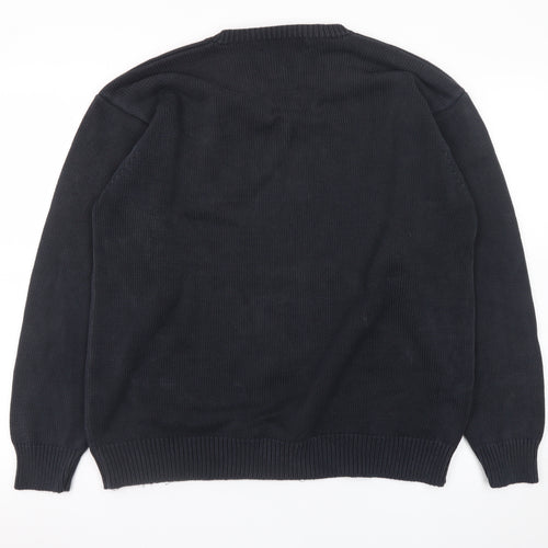 Pringle Mens Black Cotton Crew Neck Jumper Size L Classic Knit