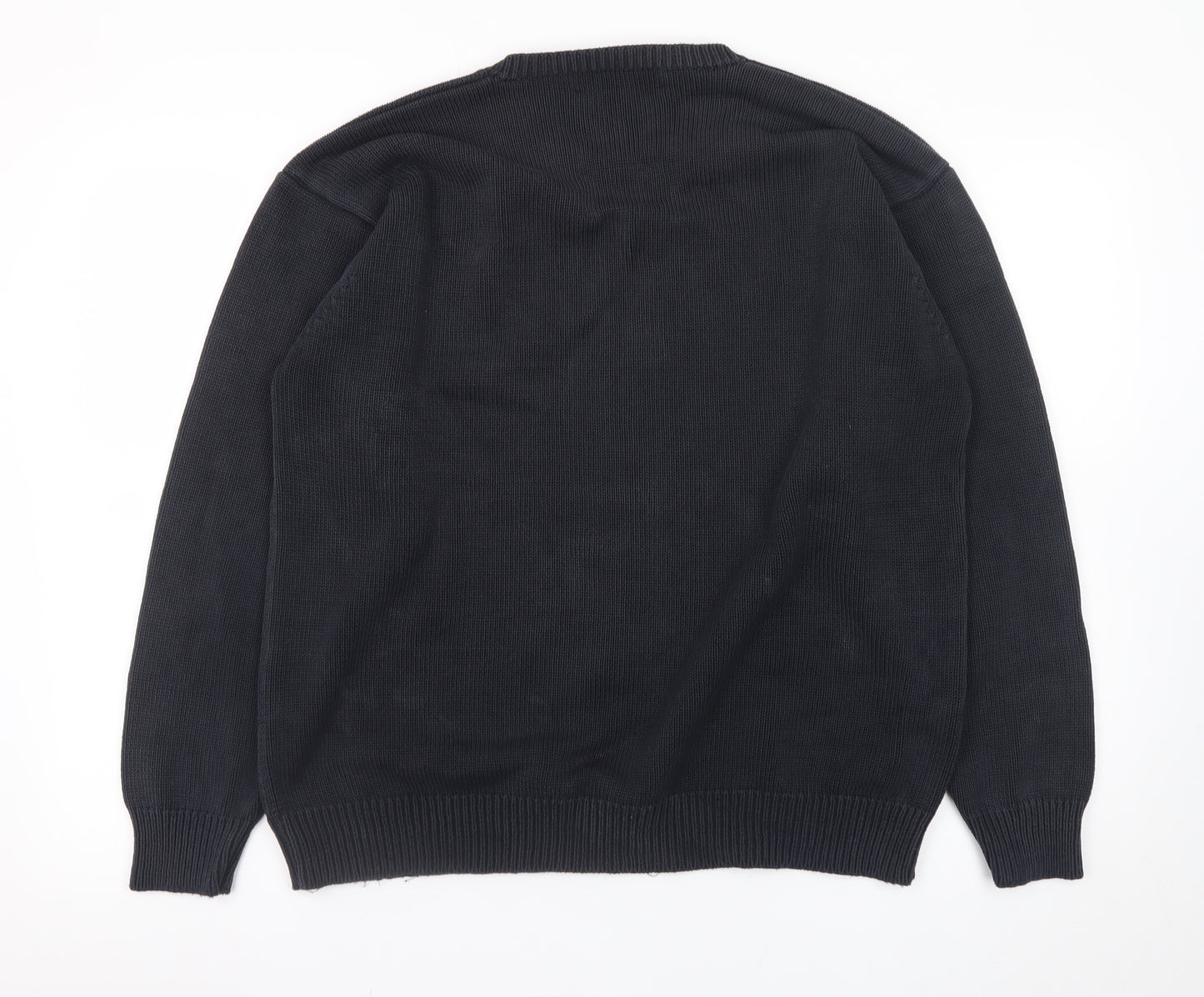 Pringle Mens Black Cotton Crew Neck Jumper Size L Classic Knit
