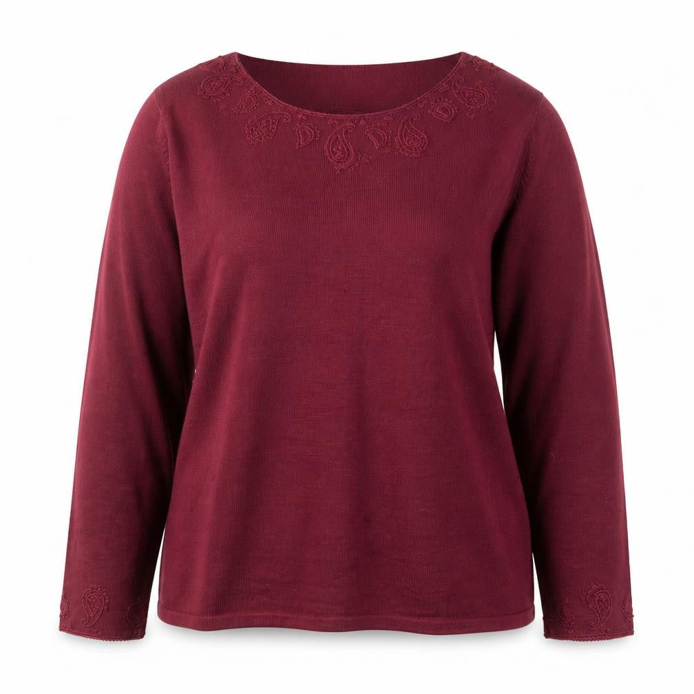 Cotswold Collections Women Red Cotton Knit Embroidered Jumper M