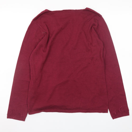 Cotswold Collections Women Red Cotton Knit Embroidered Jumper M