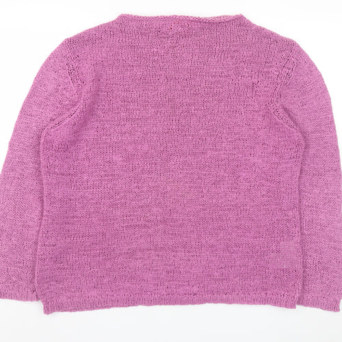 Monsoon Women Pink Open-Knit Nylon Long Sleeve Cardigan Size 18