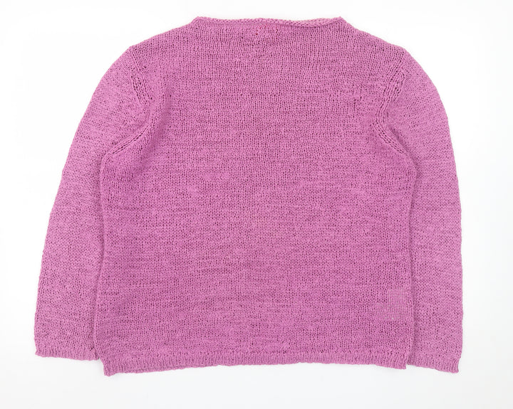 Monsoon Women Pink Open-Knit Nylon Long Sleeve Cardigan Size 18