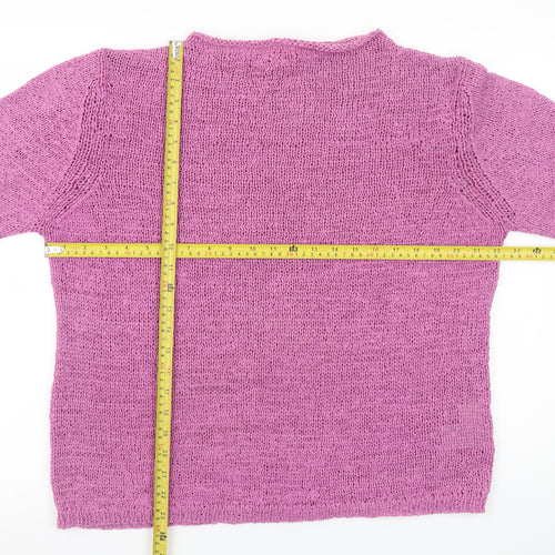 Monsoon Women Pink Open-Knit Nylon Long Sleeve Cardigan Size 18