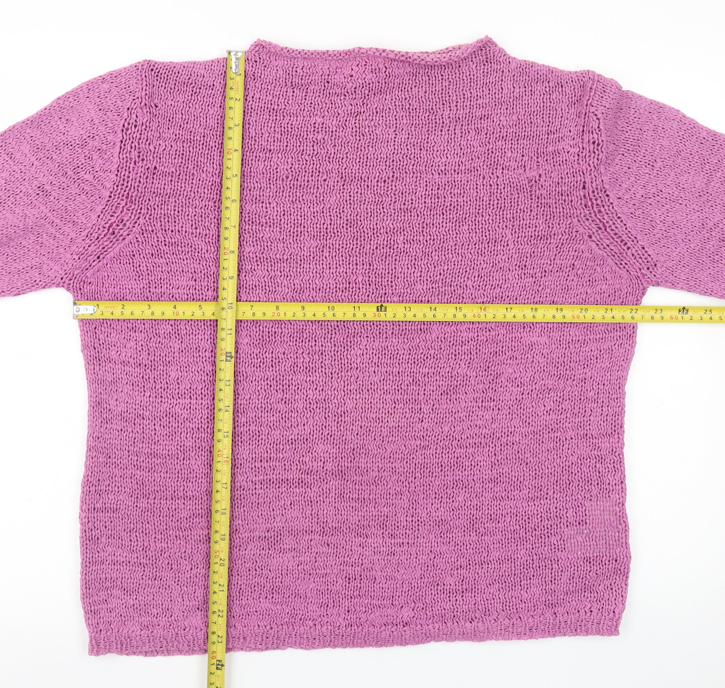 Monsoon Women Pink Open-Knit Nylon Long Sleeve Cardigan Size 18
