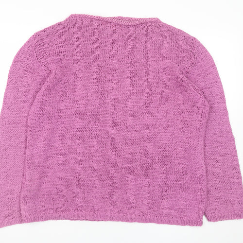 Monsoon Women Pink Open-Knit Nylon Long Sleeve Cardigan Size 18
