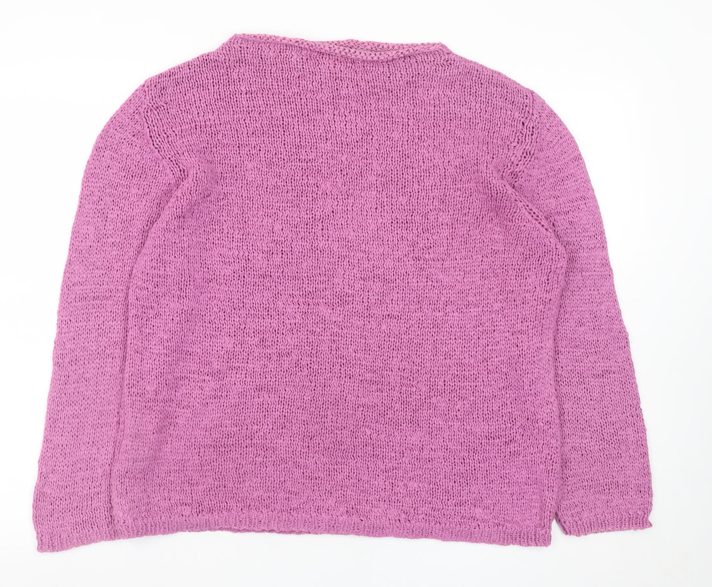 Monsoon Women Pink Open-Knit Nylon Long Sleeve Cardigan Size 18