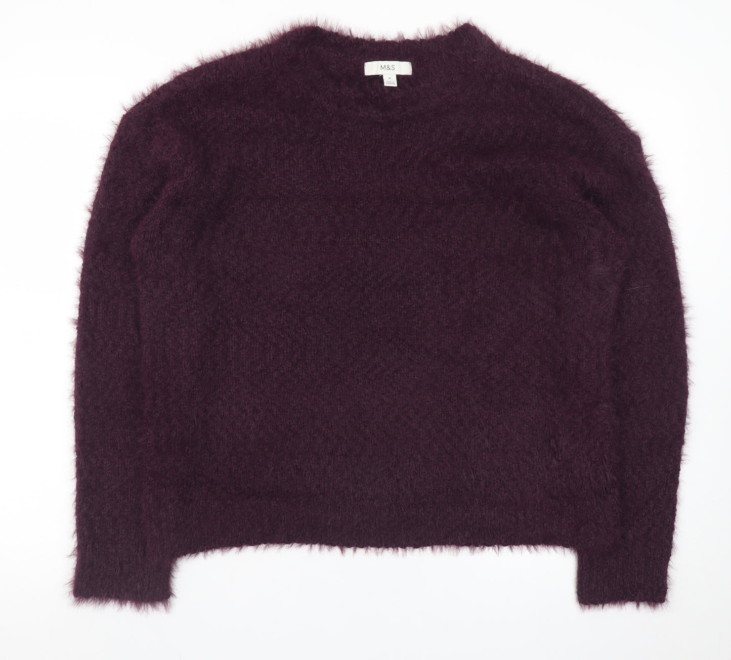 Marks and Spencer Women's Purple Fuzzy Knit Crew Neck Pullover Jumper M