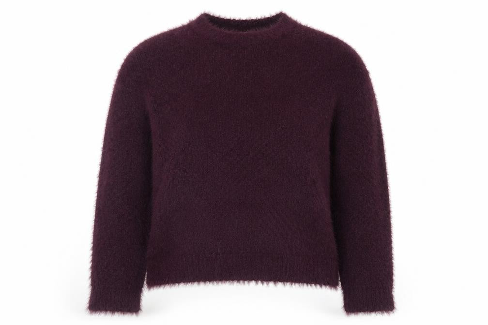 Front view of Marks & Spencer Women's Purple Fuzzy Knit Crew Neck jumper M