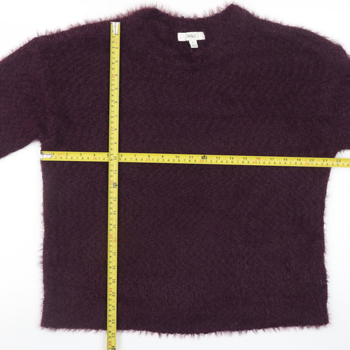 Marks and Spencer Women's Purple Fuzzy Knit Crew Neck Pullover Jumper M