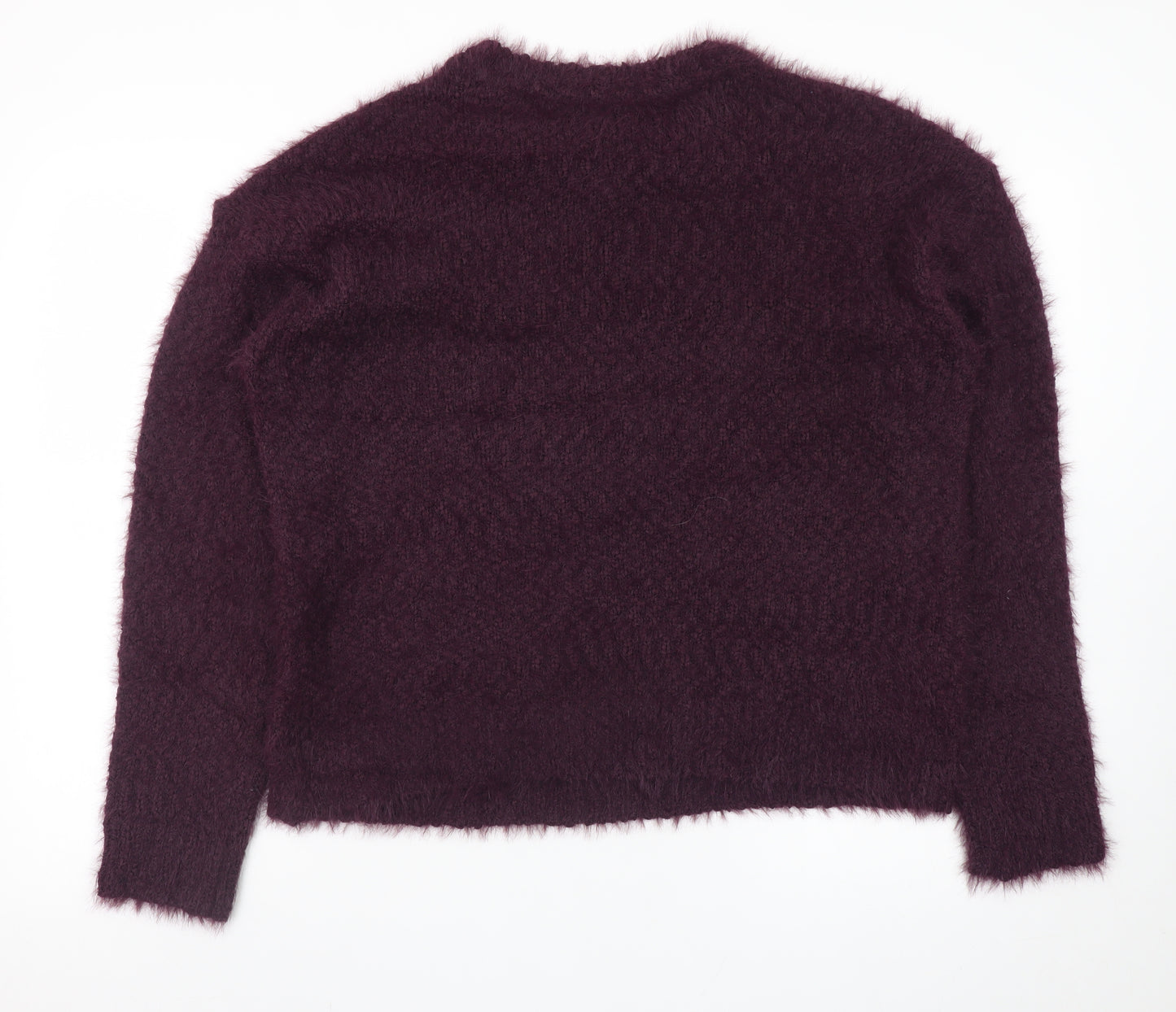 Marks and Spencer Women's Purple Fuzzy Knit Crew Neck Pullover Jumper M
