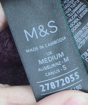 Marks and Spencer Women's Purple Fuzzy Knit Crew Neck Pullover Jumper M