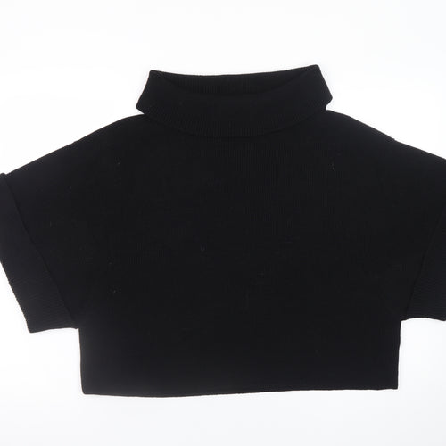 COS Womens Black Wool Roll Neck Short Sleeve Relaxed Jumper Size 12